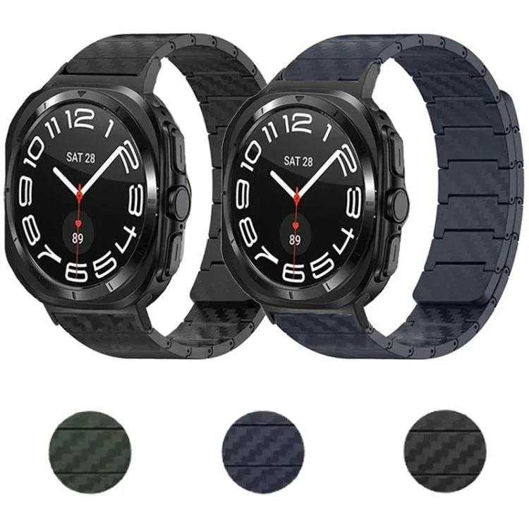 Correia de relógio com loop magnético em fibra de carbono, Para Samsung Galaxy Watch Ultra 47mm / Ultra 2025, Para Samsung Galaxy Watch8 / Watch8 Classic