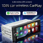 F6021 Leitor MP5 para Carro 1Din com Ecrã IPS de 6,86 polegadas Suporta CarPlay & Android Auto, F6021