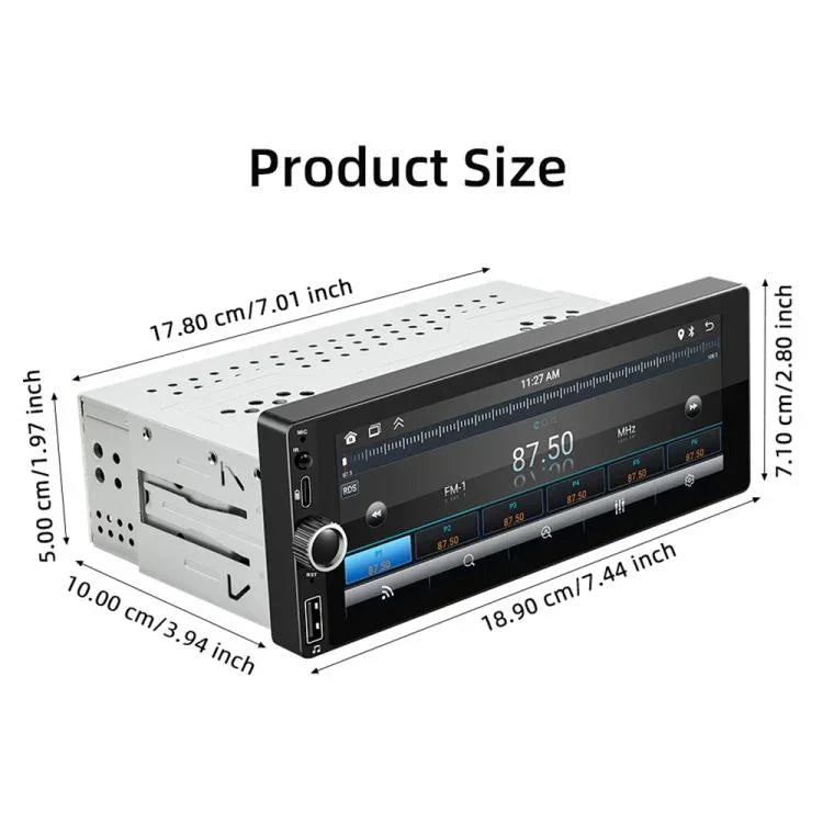 F6021 Leitor MP5 para Carro 1Din com Ecrã IPS de 6,86 polegadas Suporta CarPlay & Android Auto, F6021