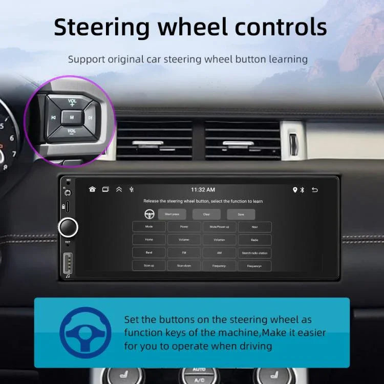 F6021 Leitor MP5 para Carro 1Din com Ecrã IPS de 6,86 polegadas Suporta CarPlay & Android Auto, F6021
