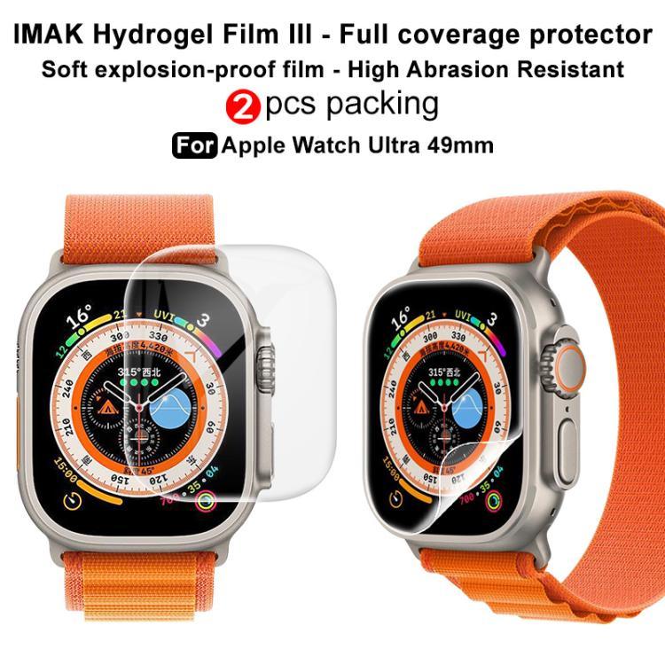 2pcs Protetor de Ecrã Hidrogel Curvo imak, para Apple Watch Ultra 1/2/3 49mm