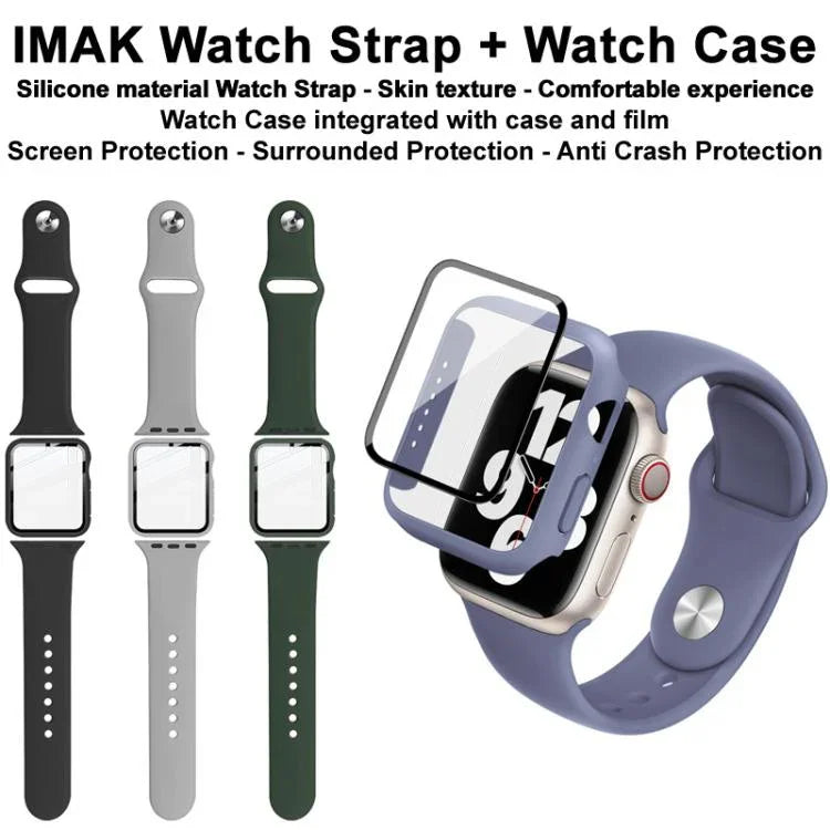 Capa Integrada e Película com Correia de Silicone imak, para Apple Watch SE 1/2/3/Séries 4/5/6 44mm, para Apple Watch SE 1/2/3/Séries 4/5/6 40mm