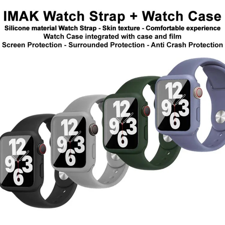 Capa Integrada e Película com Correia de Silicone imak, para Apple Watch SE 1/2/3/Séries 4/5/6 44mm, para Apple Watch SE 1/2/3/Séries 4/5/6 40mm