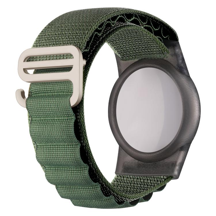 Capa Protetora para Rastreadores Anti-Perda Estilo Correia de Nylon com Laço e Fivela Prateada xDfind, Para AirTag 2ª Geração / AirTag 1ª Geração
