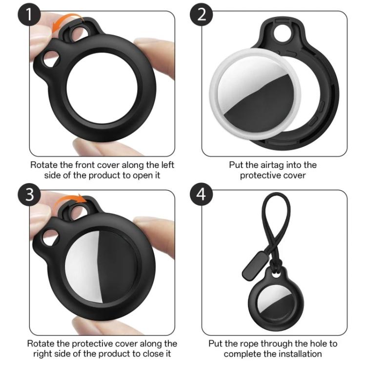 Capa Protetora PC com Cordão xDfind, Para AirTag 2ª Geração / AirTag 1ª Geração
