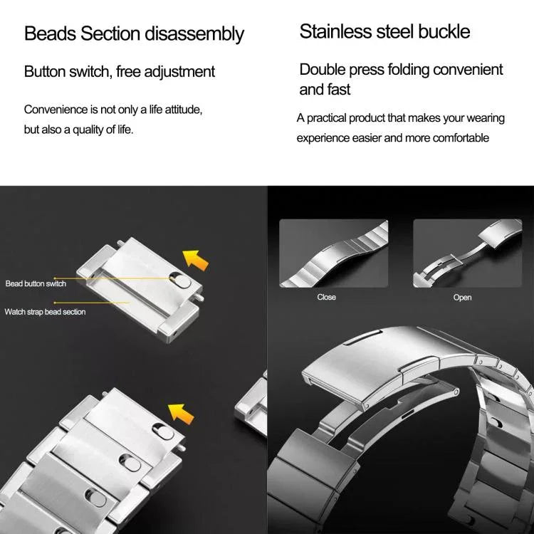 Pulseira de Relógio em Aço Inoxidável com Fecho Rápido de Conta Única, para Apple Watch 46mm / 49mm / 45mm / 44mm, para Apple Watch 42mm / 41mm / 40mm / 38mm