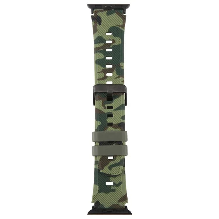 Pulseira de Relógio em Silicone com Estampa Camuflada e Conector Preto xDfind, para Apple Watch 42 / 44 / 45 / 46 / 49mm, para Apple Watch 38 / 40 / 41 / S10 42mm