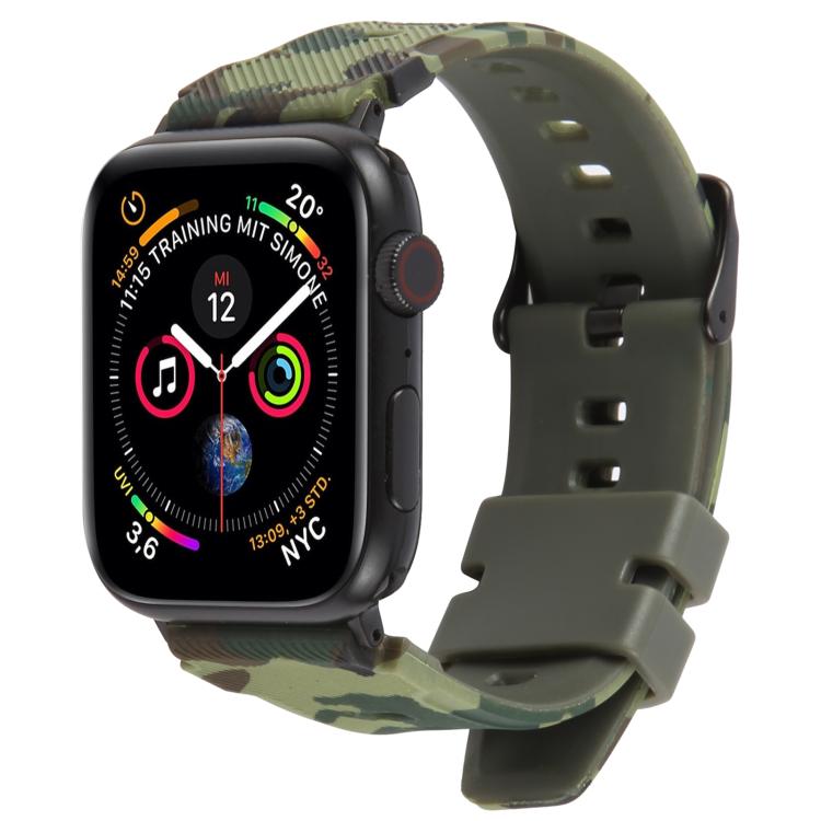 Pulseira de Relógio em Silicone com Estampa Camuflada e Conector Preto xDfind, para Apple Watch 42 / 44 / 45 / 46 / 49mm, para Apple Watch 38 / 40 / 41 / S10 42mm