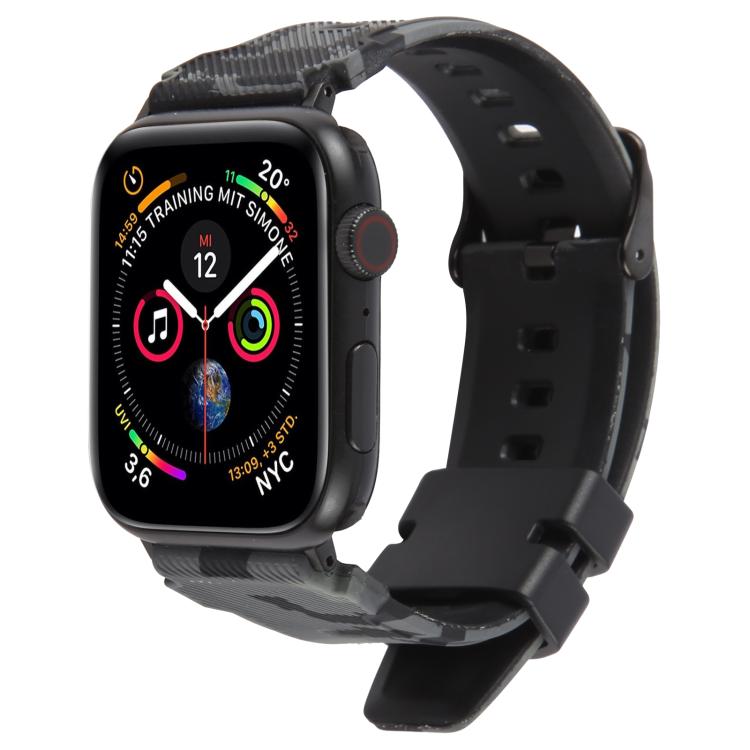 Pulseira de Relógio em Silicone com Estampa Camuflada e Conector Preto xDfind, para Apple Watch 42 / 44 / 45 / 46 / 49mm, para Apple Watch 38 / 40 / 41 / S10 42mm