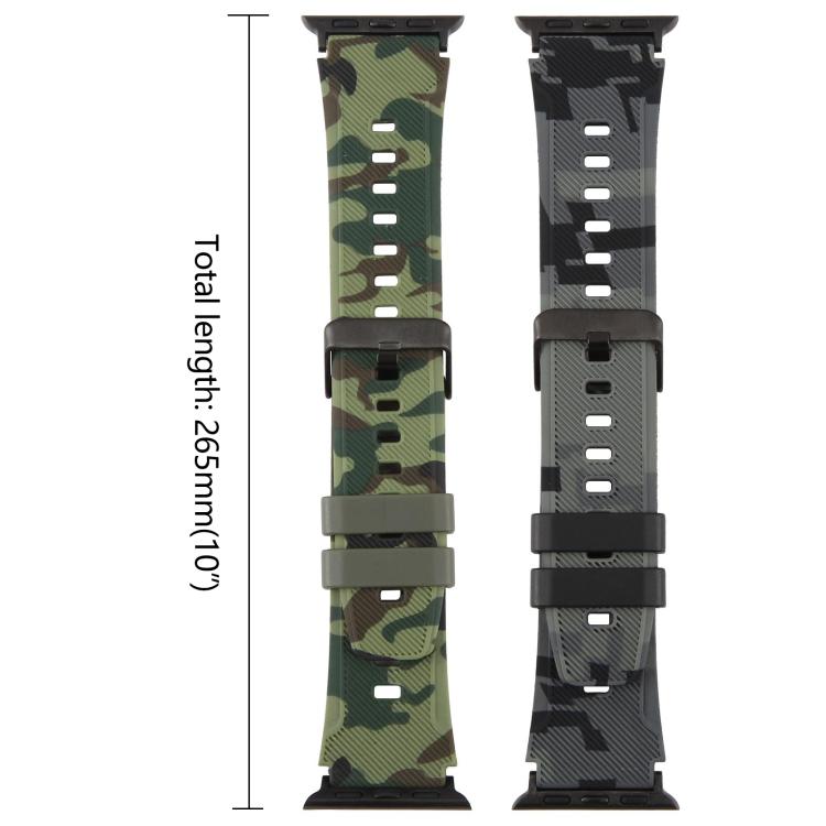 Pulseira de Relógio em Silicone com Estampa Camuflada e Conector Preto xDfind, para Apple Watch 42 / 44 / 45 / 46 / 49mm, para Apple Watch 38 / 40 / 41 / S10 42mm