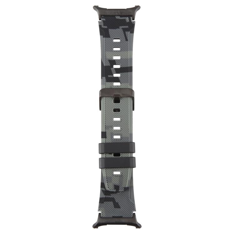 Correia de relógio em silicone com conector preto e estampa camuflada xDfind, Para Samsung Galaxy Watch Ultra / Ultra 2025, Para Samsung Galaxy Watch8 / Watch8 Classic