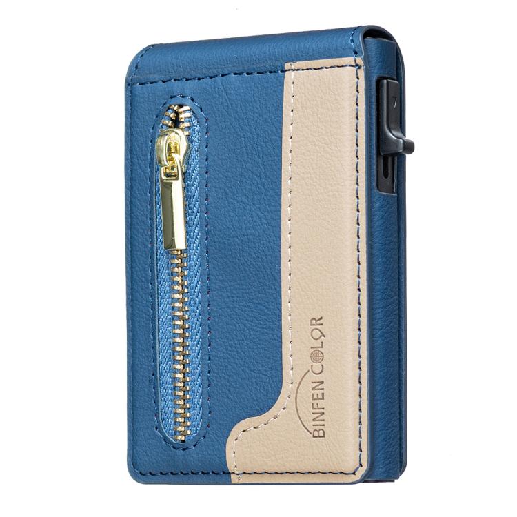 Bolsa de Cartão Magnética de Couro com Fecho BFK31 Colorblock MagSafe