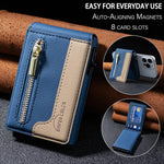 Bolsa de Cartão Magnética de Couro com Fecho BFK31 Colorblock MagSafe