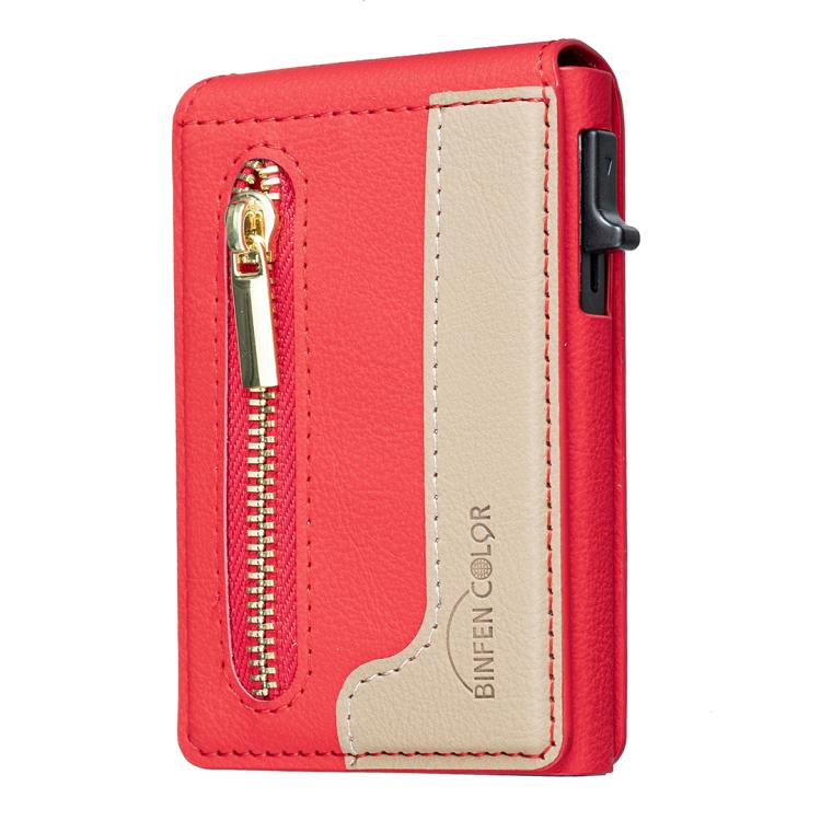 Bolsa de Cartão Magnética de Couro com Fecho BFK31 Colorblock MagSafe