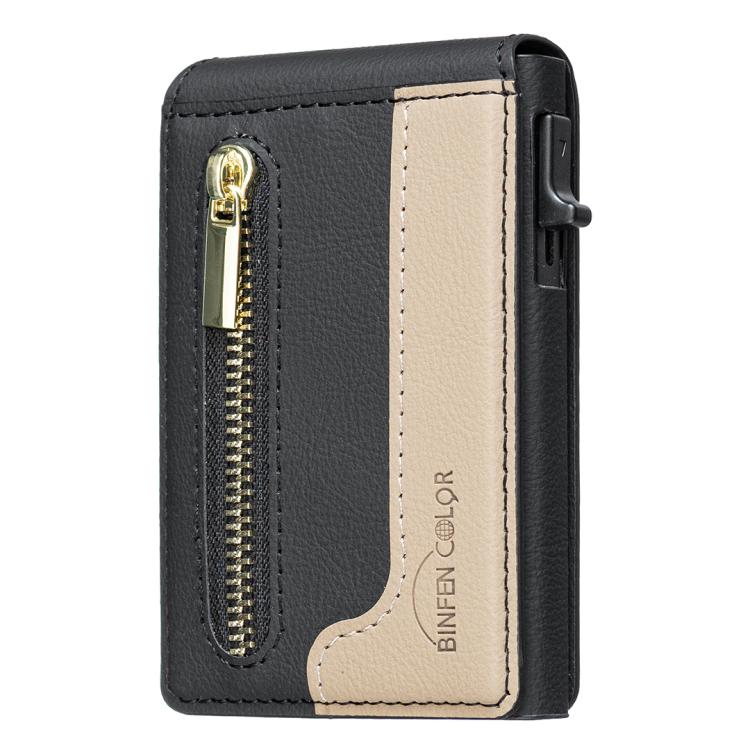 Bolsa de Cartão Magnética de Couro com Fecho BFK31 Colorblock MagSafe