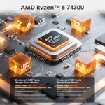 Portátil GXMO T160 16 polegadas Windows 11, 16GB+512GB, Processador AMD Ryzen 5 7430U Hexa Core, Ficha UE, Ficha US, Ficha UK, Ficha AU