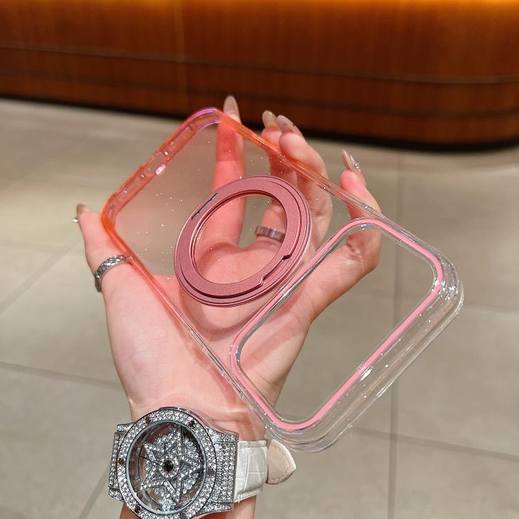 Capa para telemóvel MagSafe com suporte rotativo de 360 graus transparente em gradiente, Para iPhone 17 Pro Max, Para iPhone 17 Pro, Para iPhone 17, Para iPhone Air, Para iPhone 16 Pro Max, Para iPhone 16 Pro, Para iPhone 16 Plus, Para iPhone 16