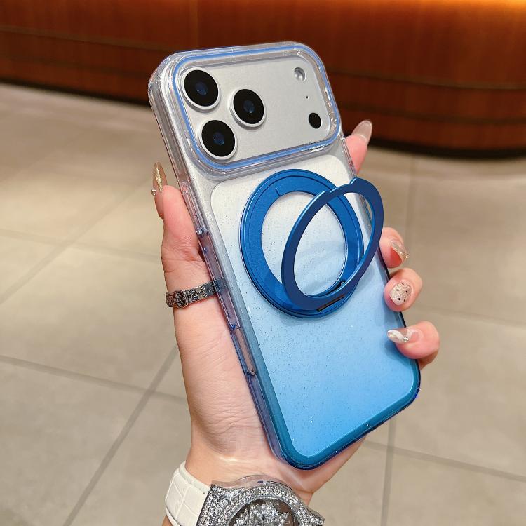 Capa para telemóvel MagSafe com suporte rotativo de 360 graus transparente em gradiente, Para iPhone 17 Pro Max, Para iPhone 17 Pro, Para iPhone 17, Para iPhone Air, Para iPhone 16 Pro Max, Para iPhone 16 Pro, Para iPhone 16 Plus, Para iPhone 16