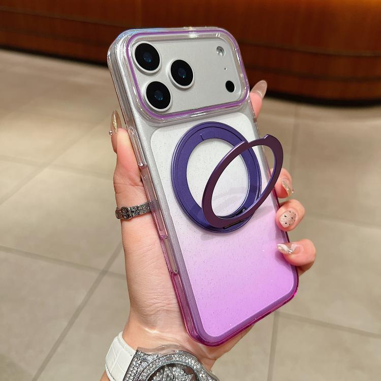 Capa para telemóvel MagSafe com suporte rotativo de 360 graus transparente em gradiente, Para iPhone 17 Pro Max, Para iPhone 17 Pro, Para iPhone 17, Para iPhone Air, Para iPhone 16 Pro Max, Para iPhone 16 Pro, Para iPhone 16 Plus, Para iPhone 16