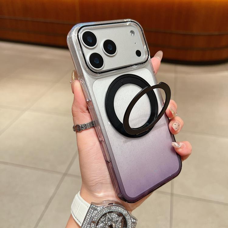 Capa para telemóvel MagSafe com suporte rotativo de 360 graus transparente em gradiente, Para iPhone 17 Pro Max, Para iPhone 17 Pro, Para iPhone 17, Para iPhone Air, Para iPhone 16 Pro Max, Para iPhone 16 Pro, Para iPhone 16 Plus, Para iPhone 16