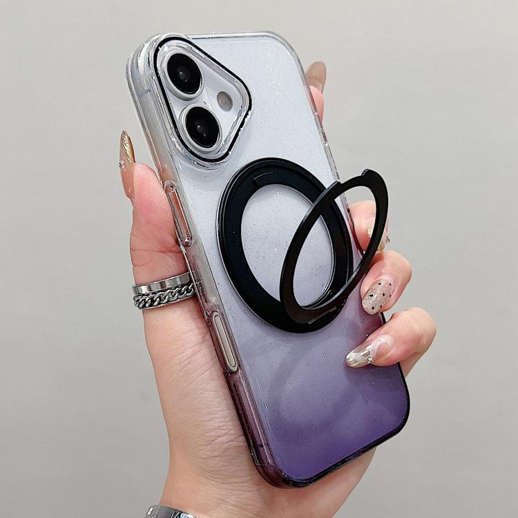 Capa para telemóvel MagSafe com suporte rotativo de 360 graus transparente em gradiente, Para iPhone 17 Pro Max, Para iPhone 17 Pro, Para iPhone 17, Para iPhone Air, Para iPhone 16 Pro Max, Para iPhone 16 Pro, Para iPhone 16 Plus, Para iPhone 16