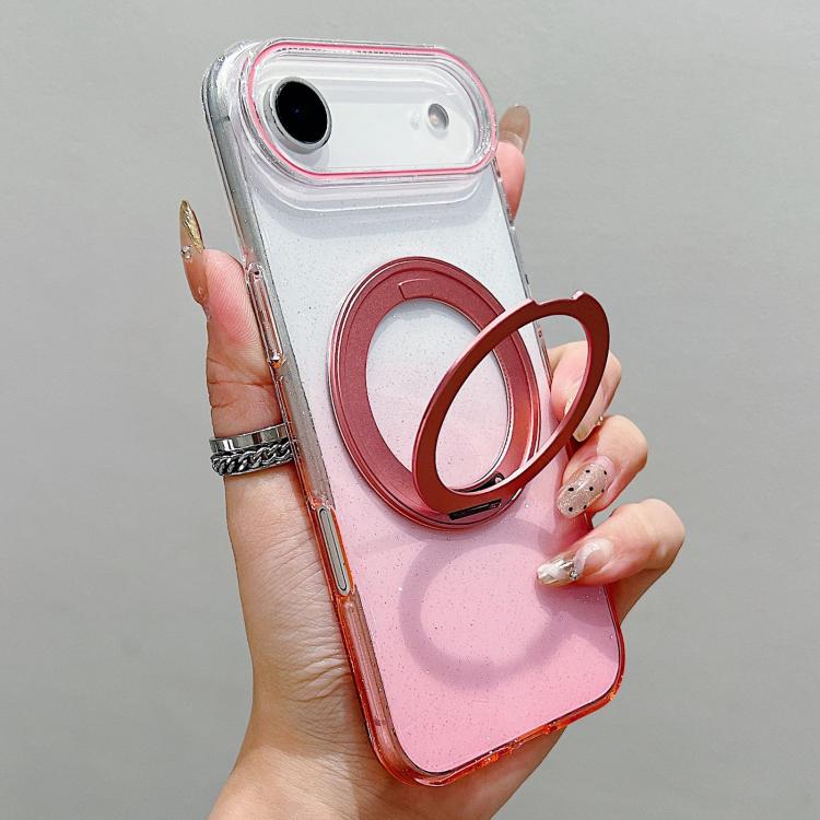 Capa para telemóvel MagSafe com suporte rotativo de 360 graus transparente em gradiente, Para iPhone 17 Pro Max, Para iPhone 17 Pro, Para iPhone 17, Para iPhone Air, Para iPhone 16 Pro Max, Para iPhone 16 Pro, Para iPhone 16 Plus, Para iPhone 16
