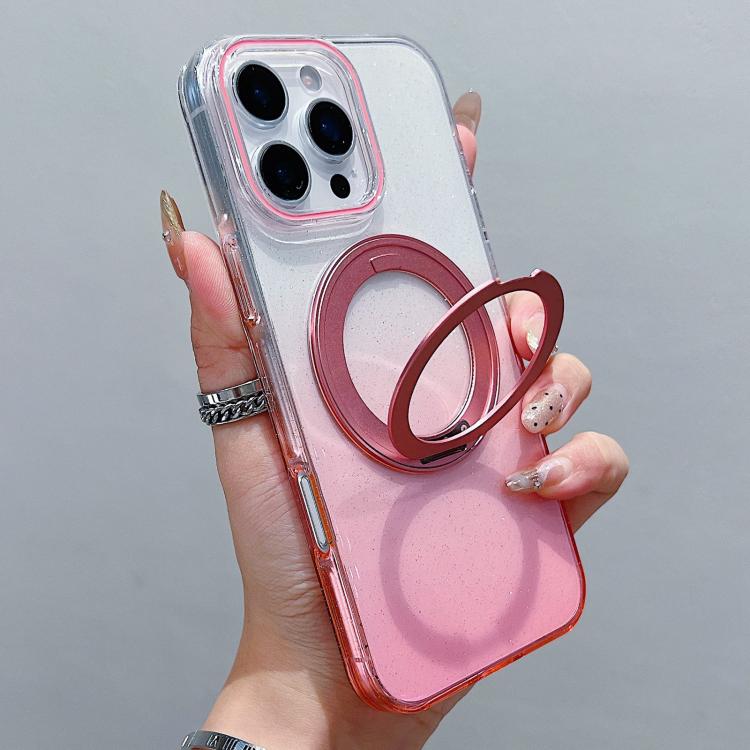 Capa para telemóvel MagSafe com suporte rotativo de 360 graus transparente em gradiente, Para iPhone 17 Pro Max, Para iPhone 17 Pro, Para iPhone 17, Para iPhone Air, Para iPhone 16 Pro Max, Para iPhone 16 Pro, Para iPhone 16 Plus, Para iPhone 16