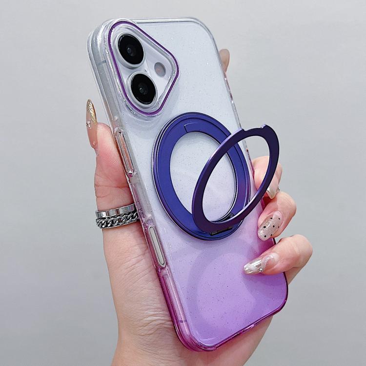Capa para telemóvel MagSafe com suporte rotativo de 360 graus transparente em gradiente, Para iPhone 17 Pro Max, Para iPhone 17 Pro, Para iPhone 17, Para iPhone Air, Para iPhone 16 Pro Max, Para iPhone 16 Pro, Para iPhone 16 Plus, Para iPhone 16