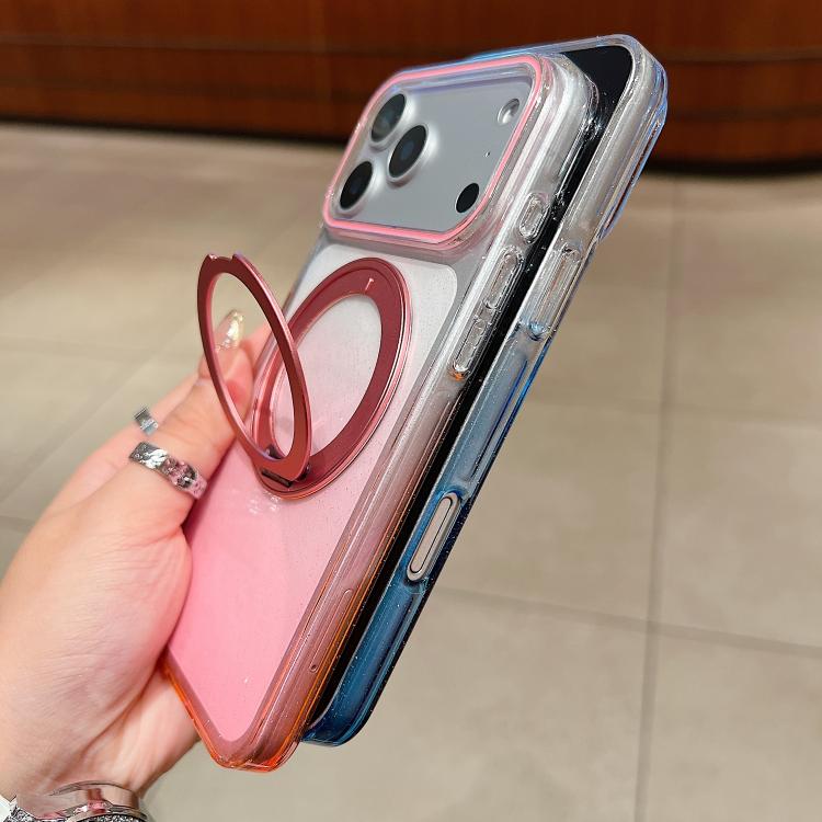 Capa para telemóvel MagSafe com suporte rotativo de 360 graus transparente em gradiente, Para iPhone 17 Pro Max, Para iPhone 17 Pro, Para iPhone 17, Para iPhone Air, Para iPhone 16 Pro Max, Para iPhone 16 Pro, Para iPhone 16 Plus, Para iPhone 16