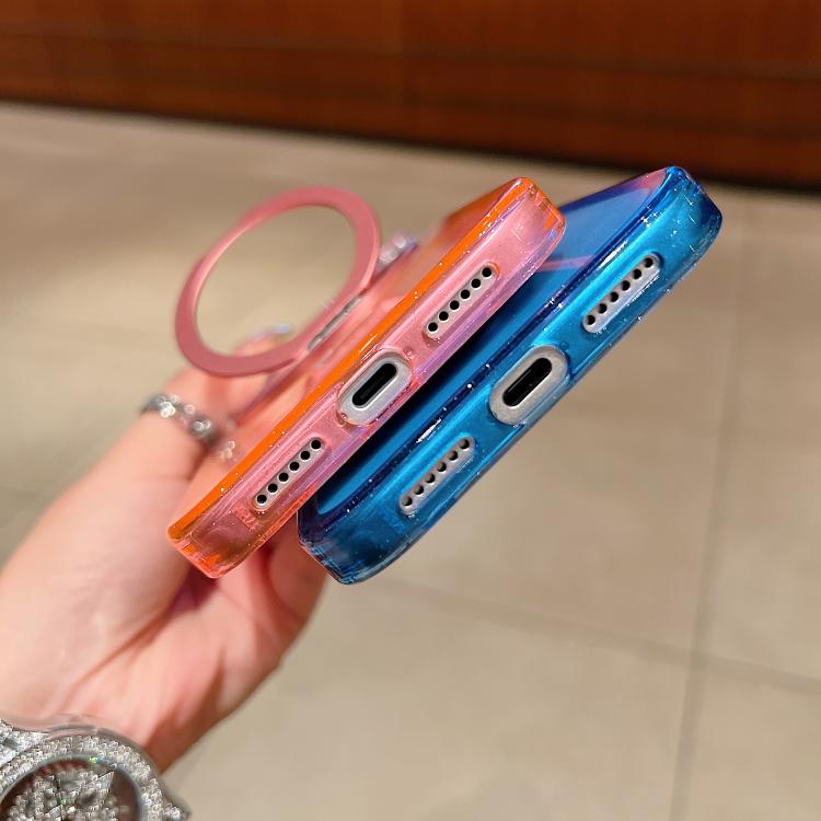 Capa para telemóvel MagSafe com suporte rotativo de 360 graus transparente em gradiente, Para iPhone 17 Pro Max, Para iPhone 17 Pro, Para iPhone 17, Para iPhone Air, Para iPhone 16 Pro Max, Para iPhone 16 Pro, Para iPhone 16 Plus, Para iPhone 16