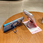 Capa para telemóvel MagSafe com suporte rotativo de 360 graus transparente em gradiente, Para iPhone 17 Pro Max, Para iPhone 17 Pro, Para iPhone 17, Para iPhone Air, Para iPhone 16 Pro Max, Para iPhone 16 Pro, Para iPhone 16 Plus, Para iPhone 16