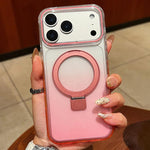 Capa para telemóvel MagSafe com suporte de anel metálico transparente em gradiente, Para iPhone 17 Pro Max, Para iPhone 17 Pro, Para iPhone 17, Para iPhone Air, Para iPhone 16 Pro Max, Para iPhone 16 Pro, Para iPhone 16 Plus, Para iPhone 16