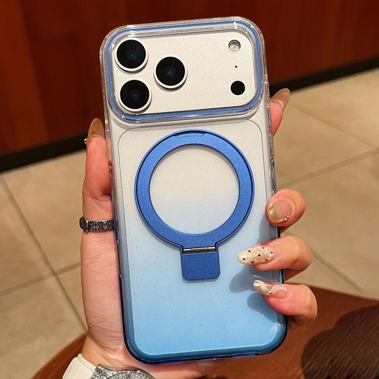 Capa para telemóvel MagSafe com suporte de anel metálico transparente em gradiente, Para iPhone 17 Pro Max, Para iPhone 17 Pro, Para iPhone 17, Para iPhone Air, Para iPhone 16 Pro Max, Para iPhone 16 Pro, Para iPhone 16 Plus, Para iPhone 16