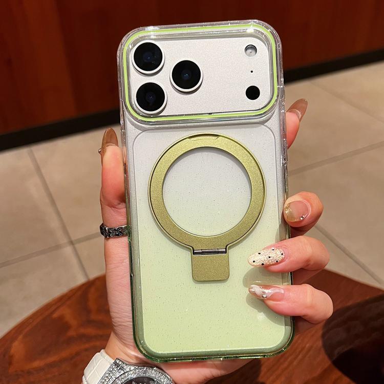 Capa para telemóvel MagSafe com suporte de anel metálico transparente em gradiente, Para iPhone 17 Pro Max, Para iPhone 17 Pro, Para iPhone 17, Para iPhone Air, Para iPhone 16 Pro Max, Para iPhone 16 Pro, Para iPhone 16 Plus, Para iPhone 16