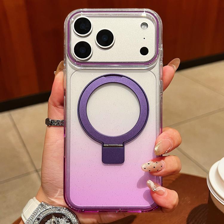 Capa para telemóvel MagSafe com suporte de anel metálico transparente em gradiente, Para iPhone 17 Pro Max, Para iPhone 17 Pro, Para iPhone 17, Para iPhone Air, Para iPhone 16 Pro Max, Para iPhone 16 Pro, Para iPhone 16 Plus, Para iPhone 16