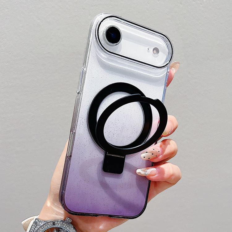 Capa para telemóvel MagSafe com suporte de anel metálico transparente em gradiente, Para iPhone 17 Pro Max, Para iPhone 17 Pro, Para iPhone 17, Para iPhone Air, Para iPhone 16 Pro Max, Para iPhone 16 Pro, Para iPhone 16 Plus, Para iPhone 16