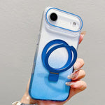 Capa para telemóvel MagSafe com suporte de anel metálico transparente em gradiente, Para iPhone 17 Pro Max, Para iPhone 17 Pro, Para iPhone 17, Para iPhone Air, Para iPhone 16 Pro Max, Para iPhone 16 Pro, Para iPhone 16 Plus, Para iPhone 16