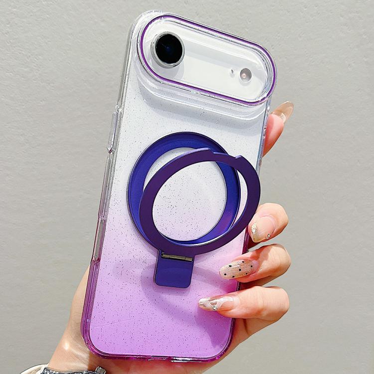 Capa para telemóvel MagSafe com suporte de anel metálico transparente em gradiente, Para iPhone 17 Pro Max, Para iPhone 17 Pro, Para iPhone 17, Para iPhone Air, Para iPhone 16 Pro Max, Para iPhone 16 Pro, Para iPhone 16 Plus, Para iPhone 16