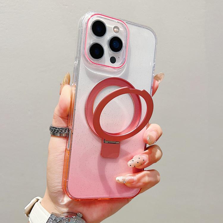 Capa para telemóvel MagSafe com suporte de anel metálico transparente em gradiente, Para iPhone 17 Pro Max, Para iPhone 17 Pro, Para iPhone 17, Para iPhone Air, Para iPhone 16 Pro Max, Para iPhone 16 Pro, Para iPhone 16 Plus, Para iPhone 16