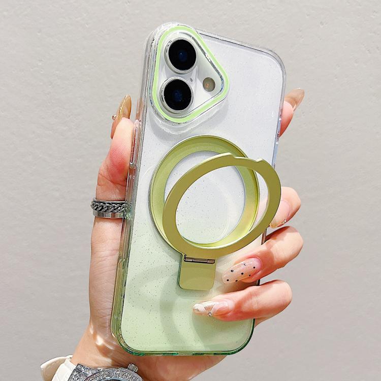 Capa para telemóvel MagSafe com suporte de anel metálico transparente em gradiente, Para iPhone 17 Pro Max, Para iPhone 17 Pro, Para iPhone 17, Para iPhone Air, Para iPhone 16 Pro Max, Para iPhone 16 Pro, Para iPhone 16 Plus, Para iPhone 16