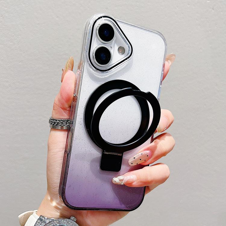 Capa para telemóvel MagSafe com suporte de anel metálico transparente em gradiente, Para iPhone 17 Pro Max, Para iPhone 17 Pro, Para iPhone 17, Para iPhone Air, Para iPhone 16 Pro Max, Para iPhone 16 Pro, Para iPhone 16 Plus, Para iPhone 16