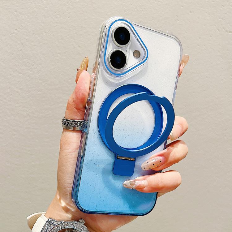 Capa para telemóvel MagSafe com suporte de anel metálico transparente em gradiente, Para iPhone 17 Pro Max, Para iPhone 17 Pro, Para iPhone 17, Para iPhone Air, Para iPhone 16 Pro Max, Para iPhone 16 Pro, Para iPhone 16 Plus, Para iPhone 16