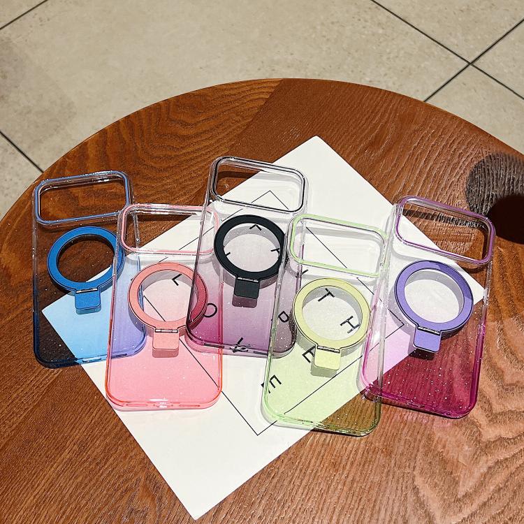 Capa para telemóvel MagSafe com suporte de anel metálico transparente em gradiente, Para iPhone 17 Pro Max, Para iPhone 17 Pro, Para iPhone 17, Para iPhone Air, Para iPhone 16 Pro Max, Para iPhone 16 Pro, Para iPhone 16 Plus, Para iPhone 16