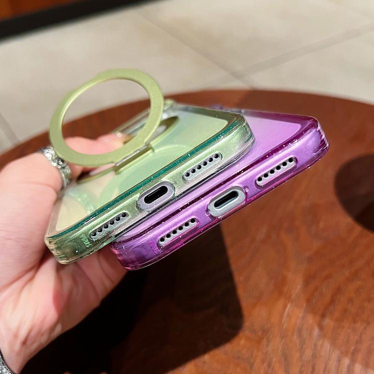 Capa para telemóvel MagSafe com suporte de anel metálico transparente em gradiente, Para iPhone 17 Pro Max, Para iPhone 17 Pro, Para iPhone 17, Para iPhone Air, Para iPhone 16 Pro Max, Para iPhone 16 Pro, Para iPhone 16 Plus, Para iPhone 16