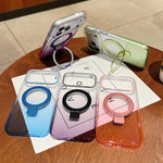 Capa para telemóvel MagSafe com suporte de anel metálico transparente em gradiente, Para iPhone 17 Pro Max, Para iPhone 17 Pro, Para iPhone 17, Para iPhone Air, Para iPhone 16 Pro Max, Para iPhone 16 Pro, Para iPhone 16 Plus, Para iPhone 16