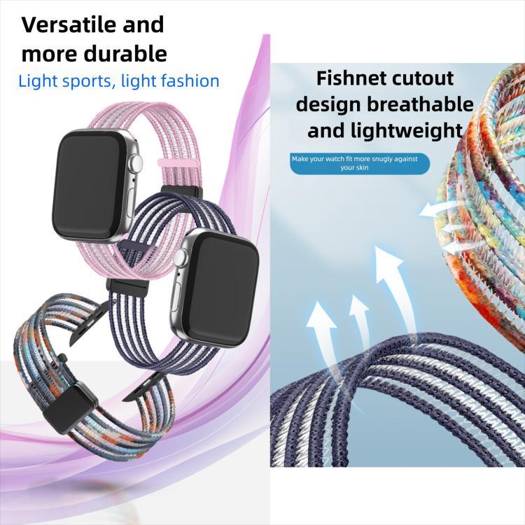 Pulseira de Relógio em Nylon Respirável Estilo Linha de Peixe, para Apple Watch 46mm / 49mm / 45mm / 44mm, para Apple Watch S11 42mm / 41mm / 40mm / 38mm