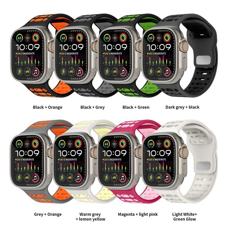 Pulseira de Relógio Desportiva em Silicone Bicolor Respirável xDfind, para Apple Watch 46mm / 49mm / 45mm / 44mm