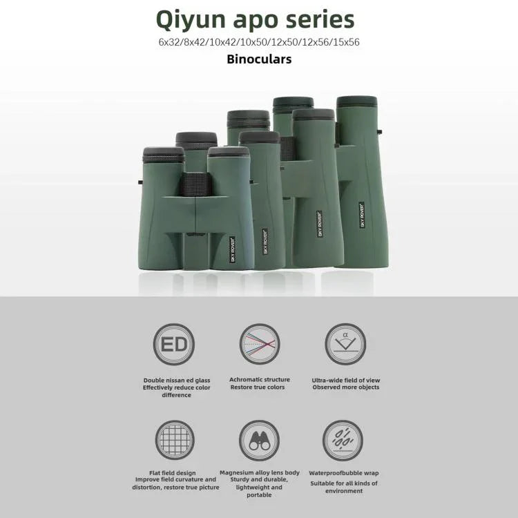Binóculo Portátil SKY ROVER Qinyun APO Impermeável, 6x32, 8x42, 10x42, 12x50, 12x56, 15x56