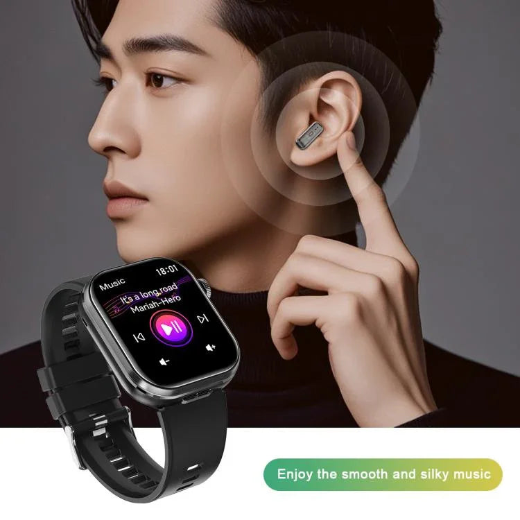 T99 Relógio Inteligente com Ecrã Quadrado de 2,02 polegadas e Auricular Bluetooth 2 em 1 IP67 à Prova de Água, Suporta Monitorização de Oxigénio no Sangue