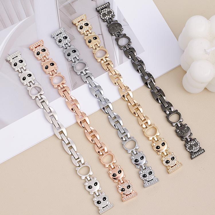 Bracelete de Relógio em Metal com Diamantes em Forma de Panda Vermelho xDfind, Para Apple Watch 42 / 44 / 45 / 46 / 49mm, Para Apple Watch 38 / 40 / 41 / S11 42mm